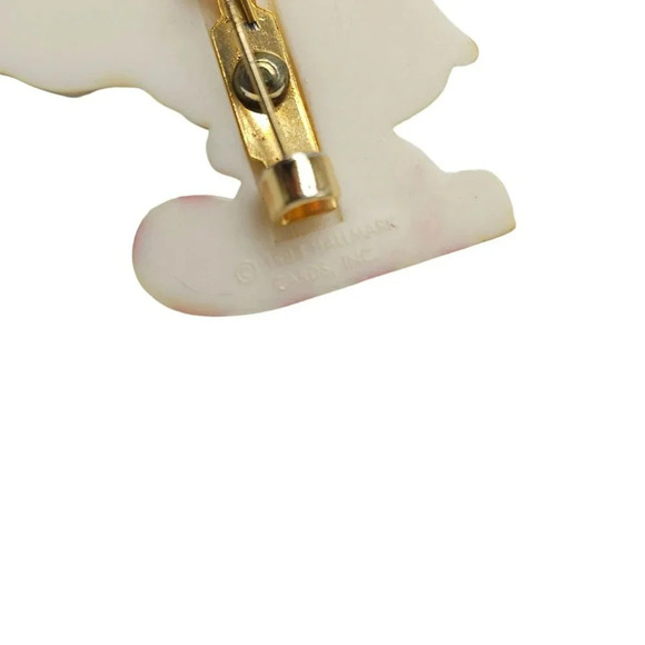 Hallmark Green Red Plastic Skiing Polar Bear Christmas Brooch Pin Vintage - Picture 5 of 6